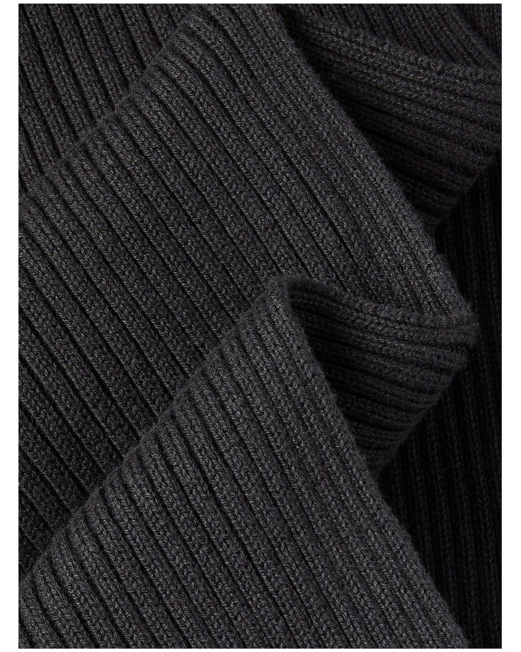 Calvin Klein Black Logo Patch Rib Scarf