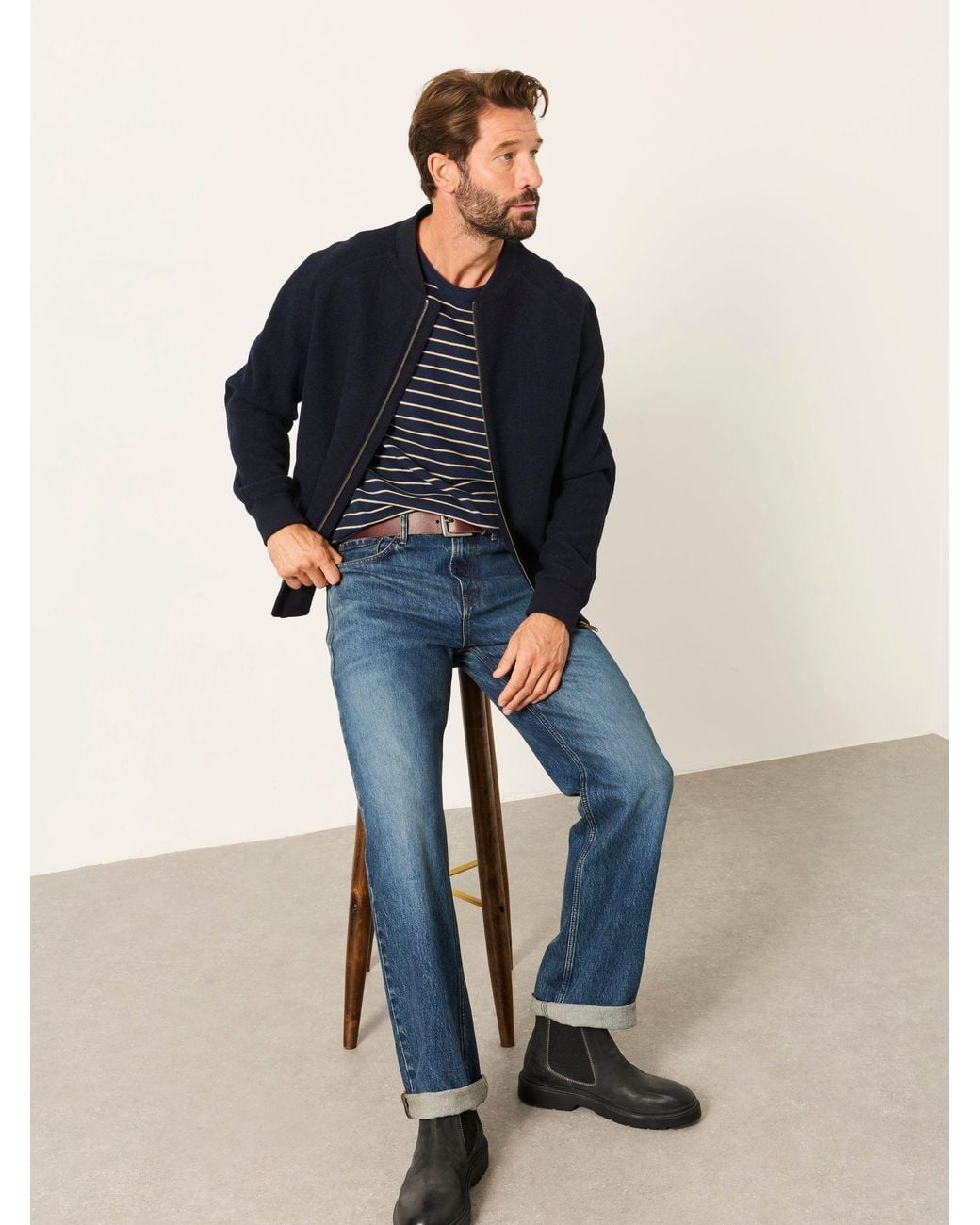 FatFace Blue Relaxed Straight Fit Jeans for men