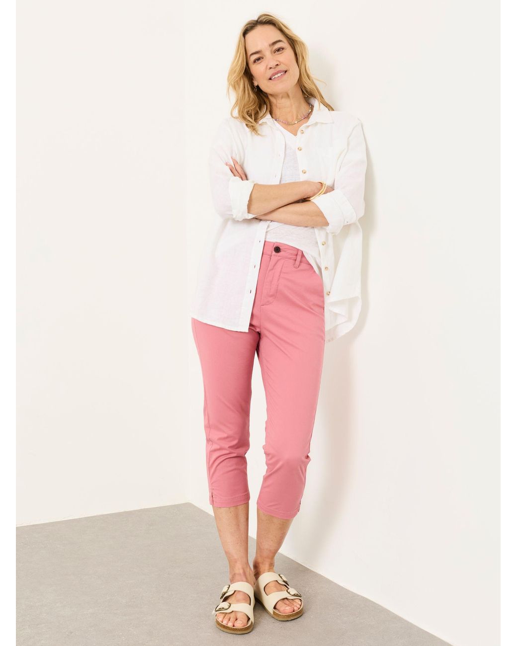 FatFace Pink Farnham Crop Chino