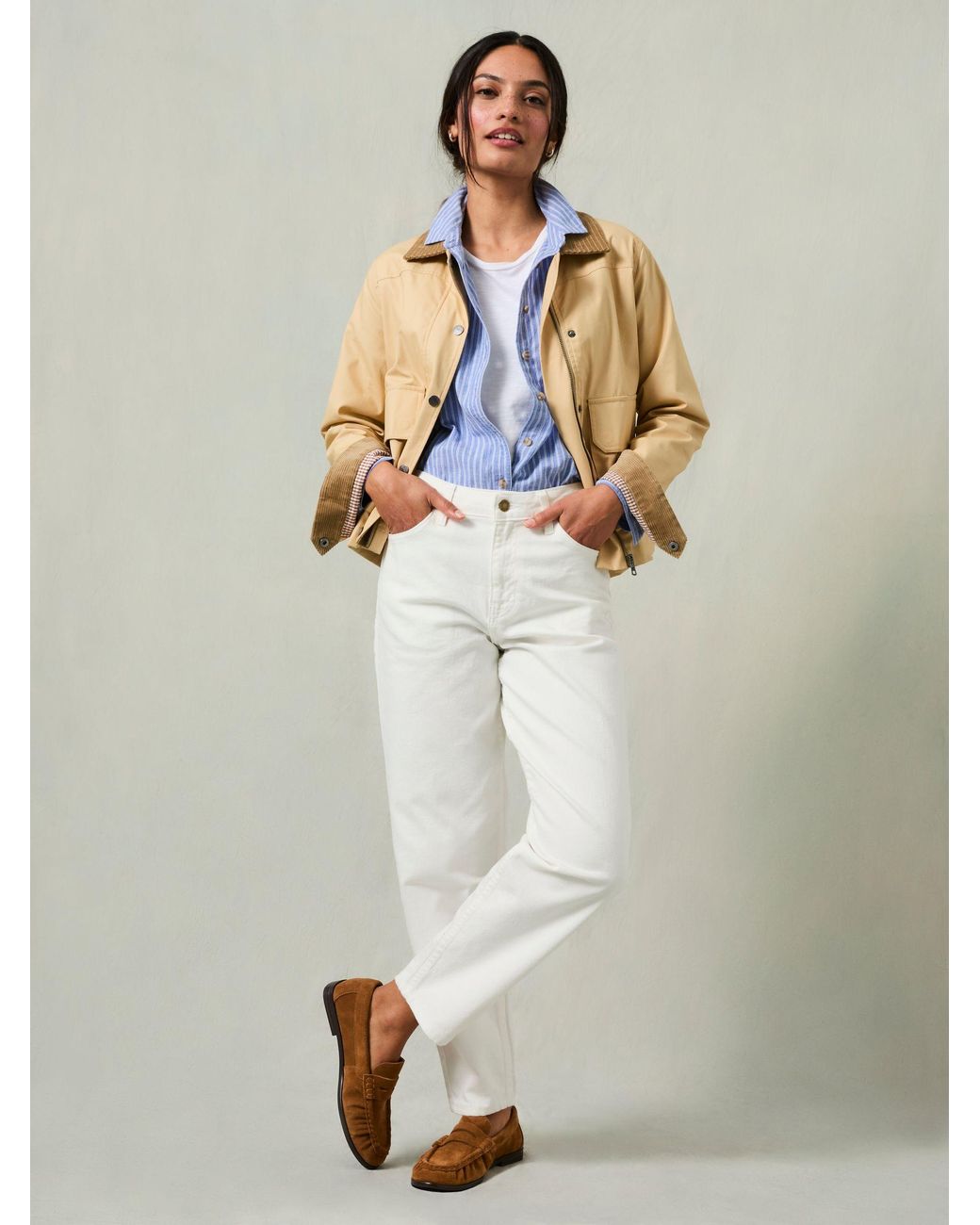 FatFace White Marlow Taper Leg Jeans