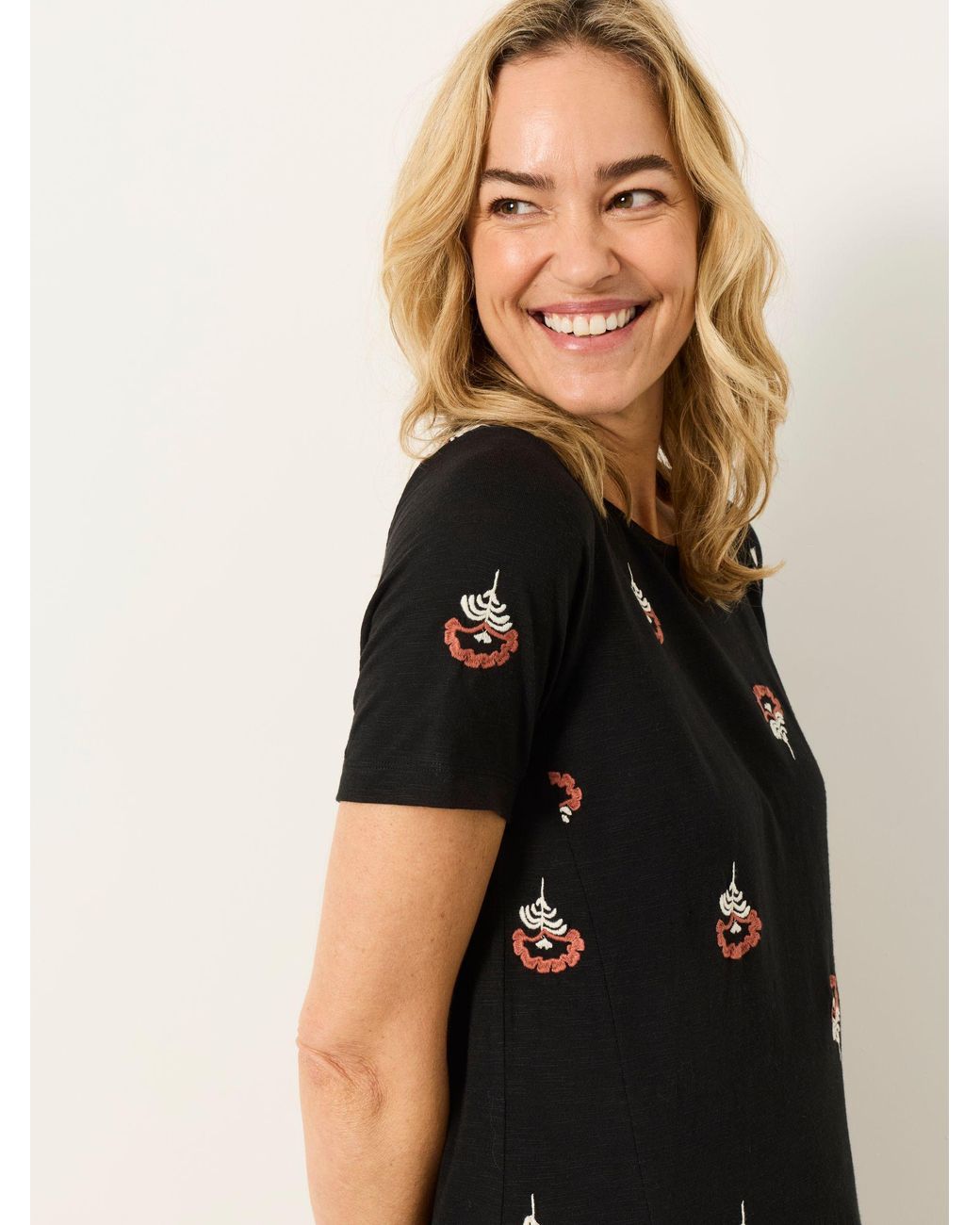 FatFace Black Fatface Simone Embroidered Petite Jersey Dress