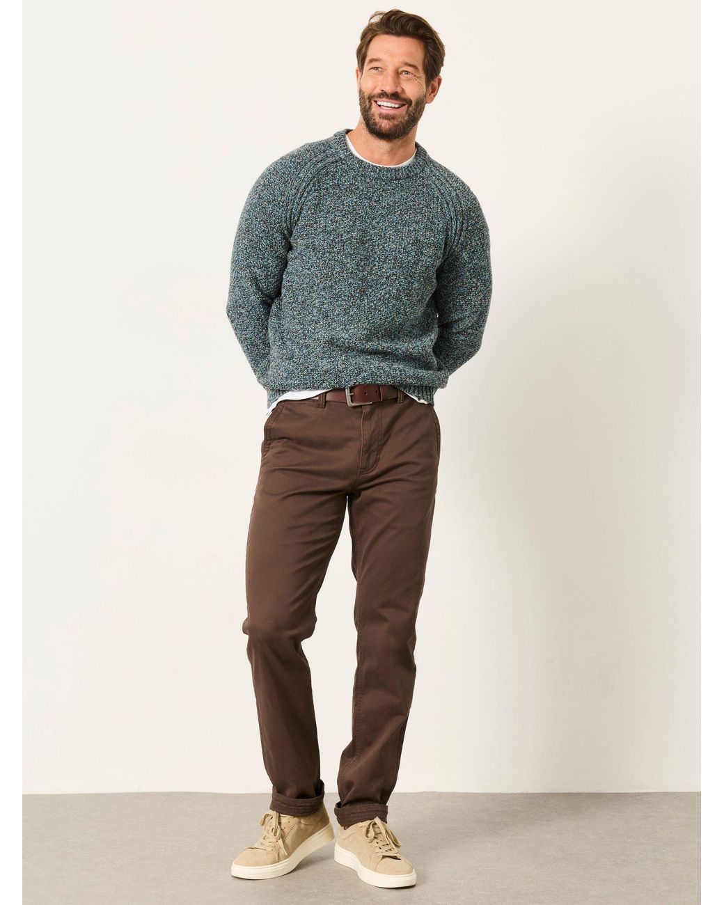 FatFace Green Penton Crew Neck Jumper for men