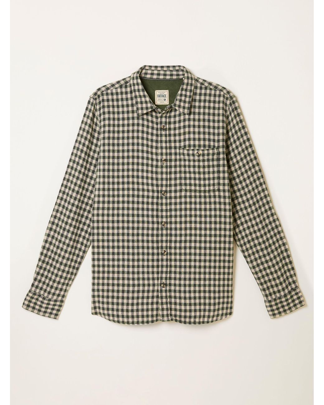 FatFace Natural Fatface Long Sleeve Herringbone Check Shirt for men