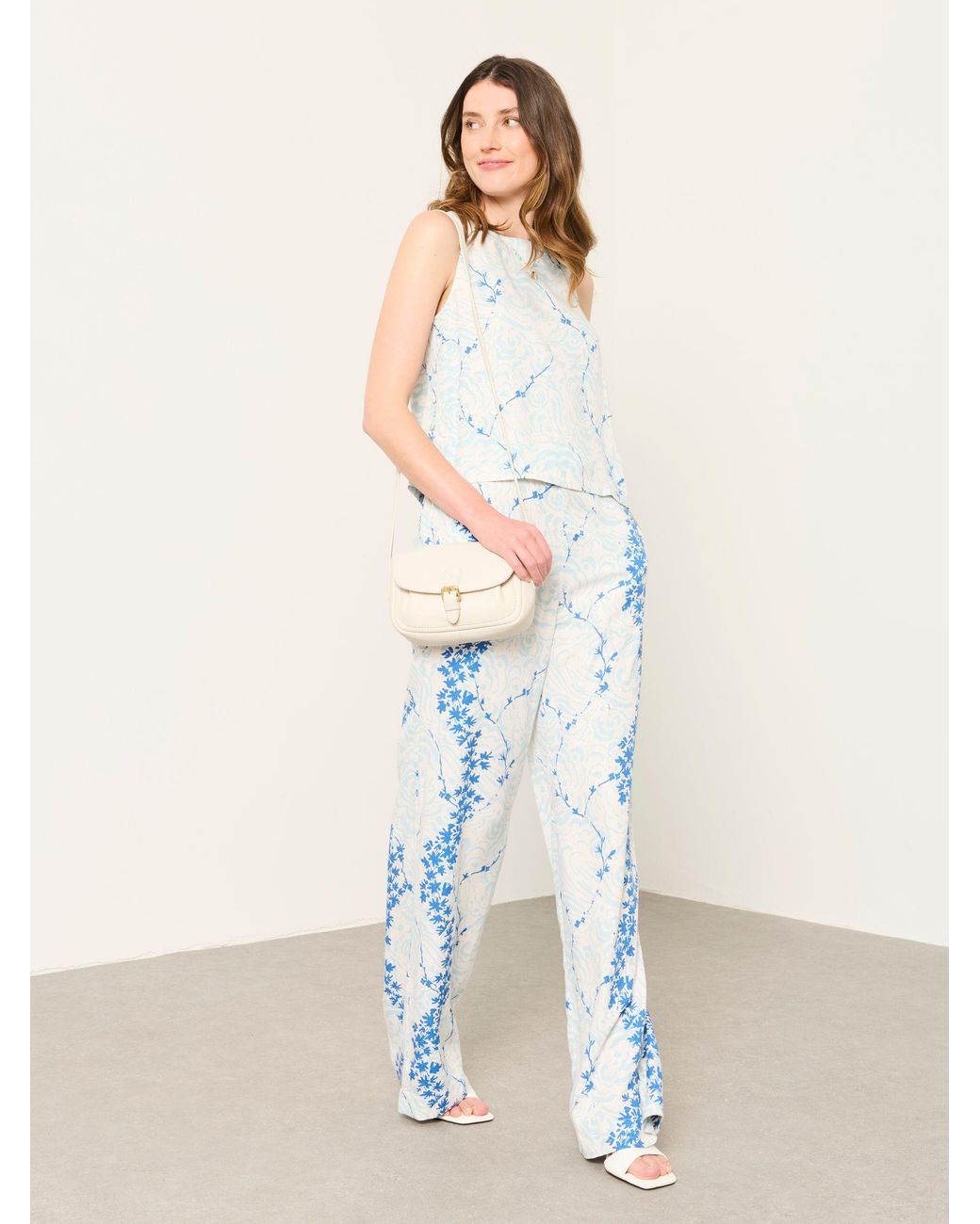FatFace Brown Fatface V & A Fatface Ivory Archive Petals Jolene Wide Leg Trouser