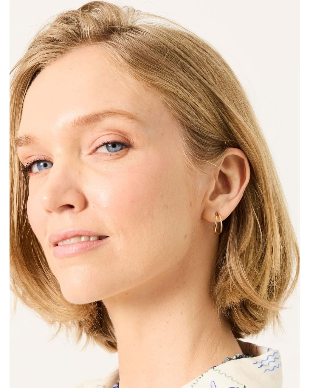 FatFace Natural Double Hoop Earrings