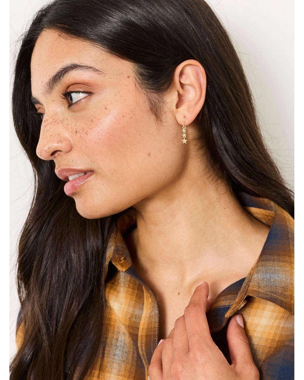 FatFace Brown Trio Star Drop Earrings