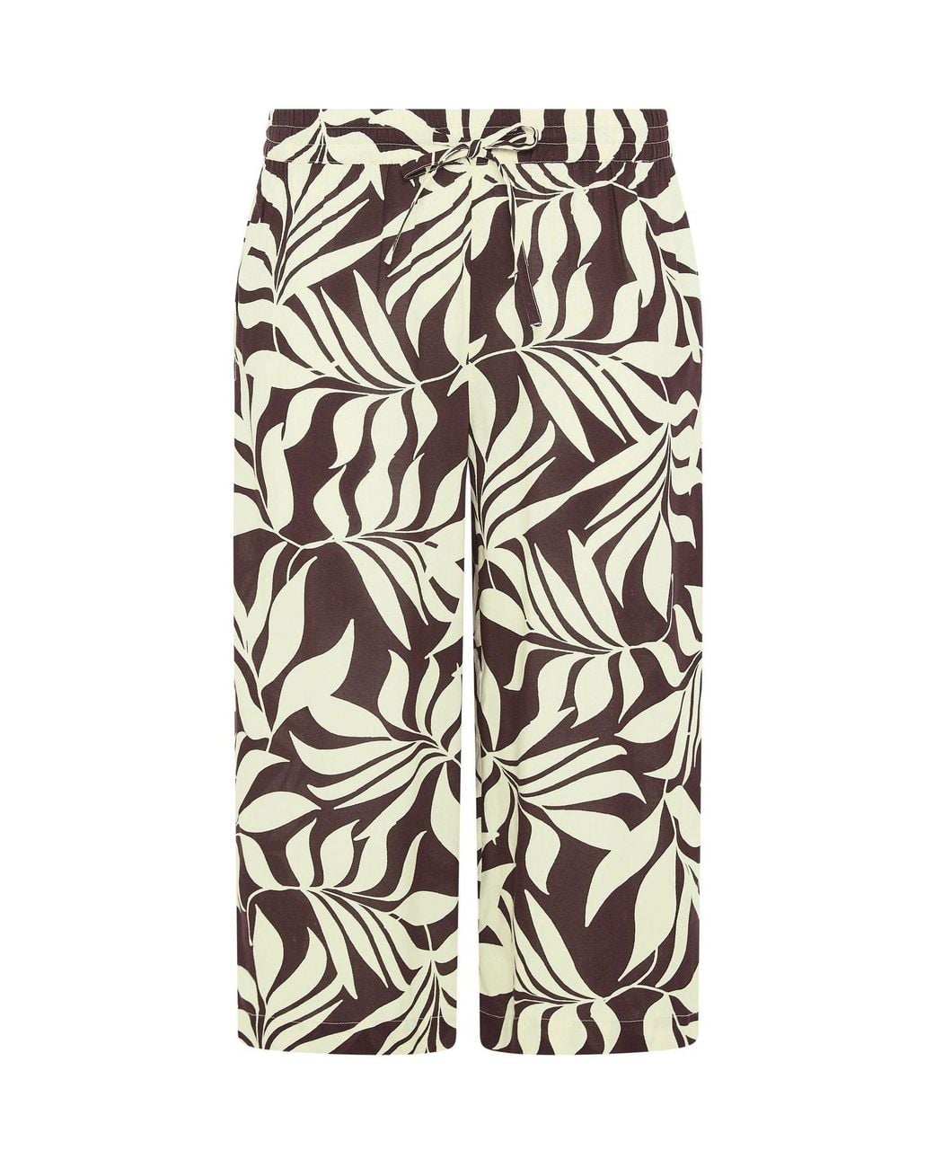 M Com White Printed Cropped Trousers