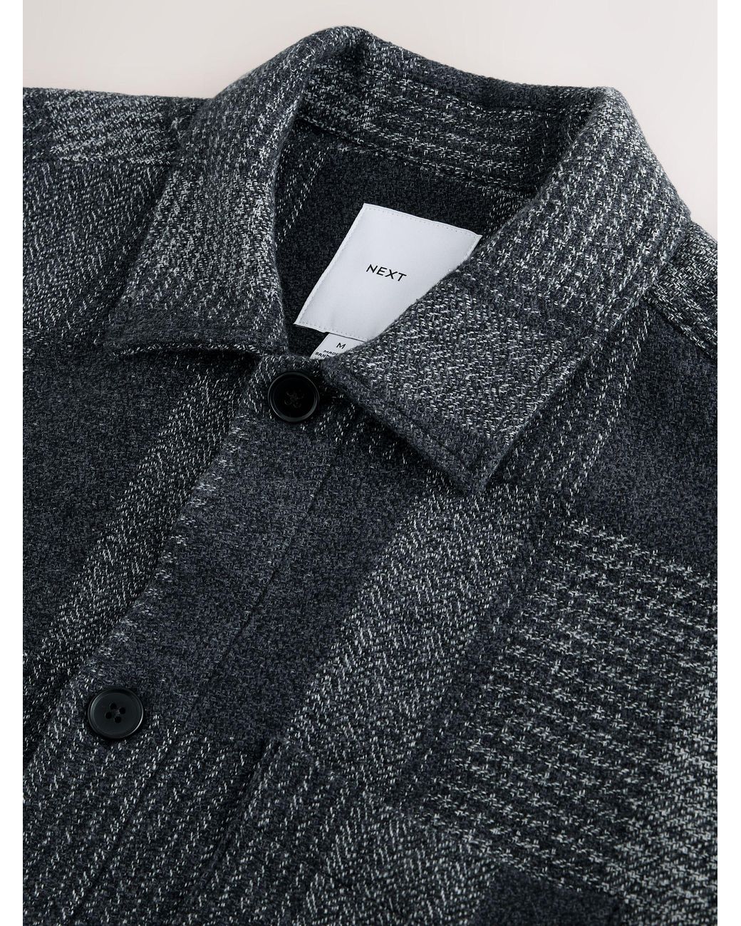 Next Black Patchwork Style Check Shacket for men