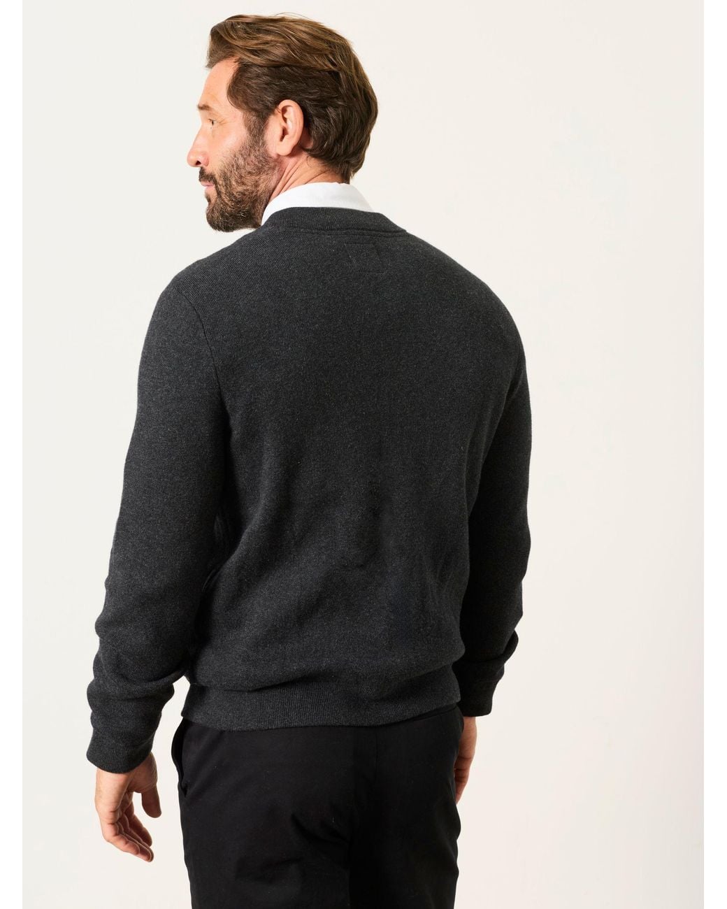 FatFace Black Ashurst Knitted Zip Front Bomber Jacket for men