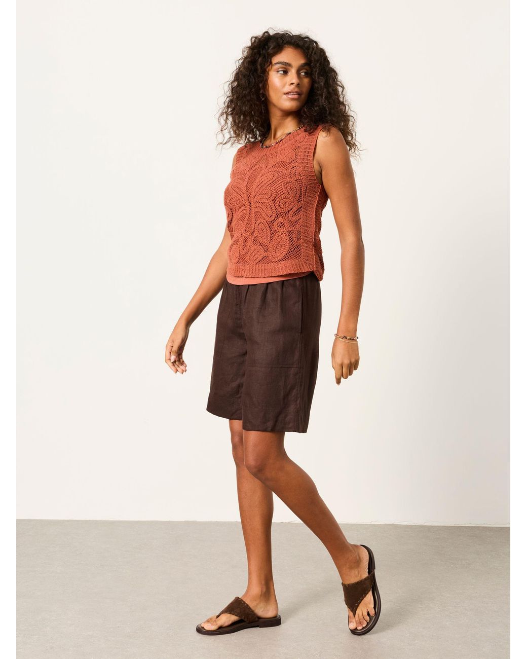 FatFace Red Fatface Rust Palm Pattern 2-In-1 Tank