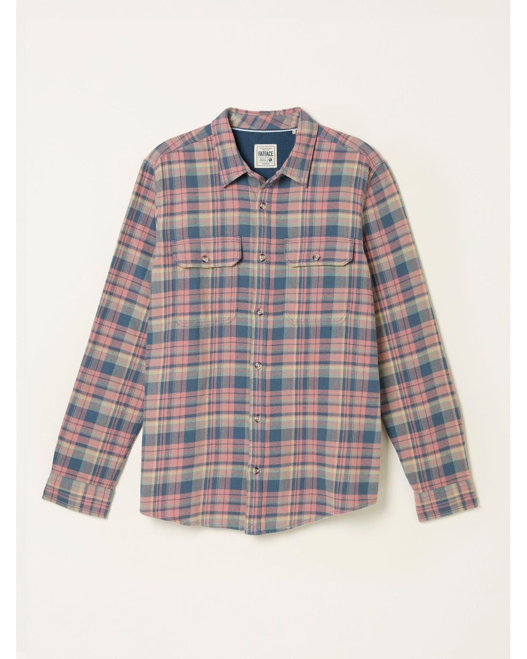 FatFace Blue Newby Long Sleeve Check Shirt for men