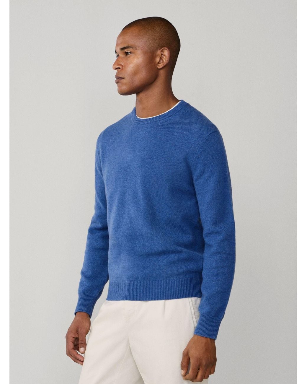 Hackett Blue Lambswool Crew Neck Jumper for men