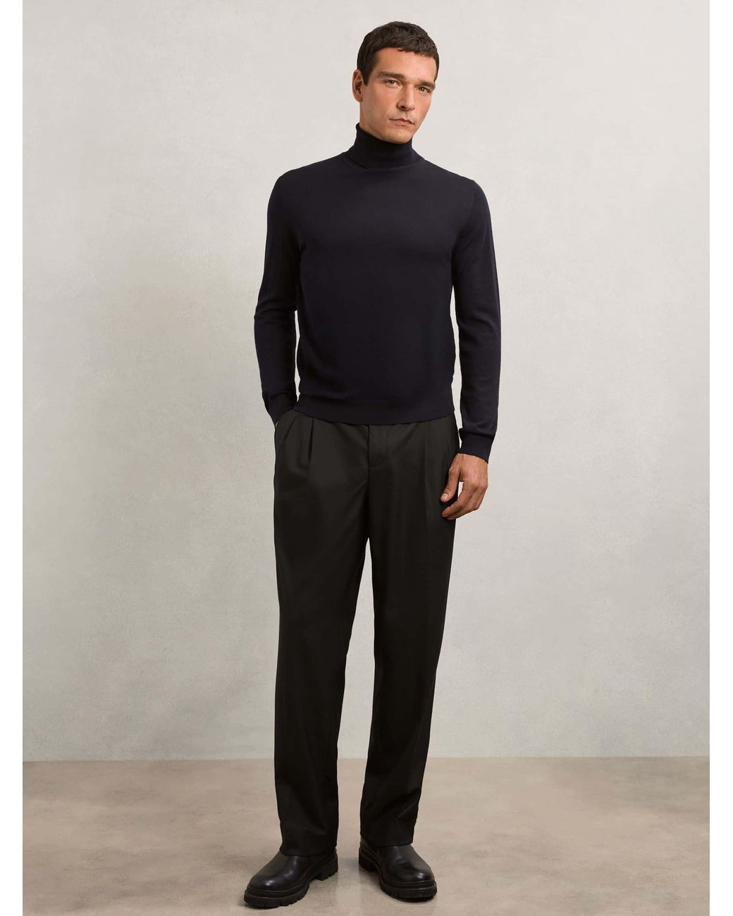 Reiss Blue Caine - Navy Merino Wool Rollneck, Uk X-small for men