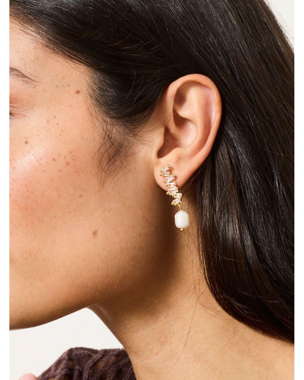 FatFace Natural Faux Pearl Party Earrings