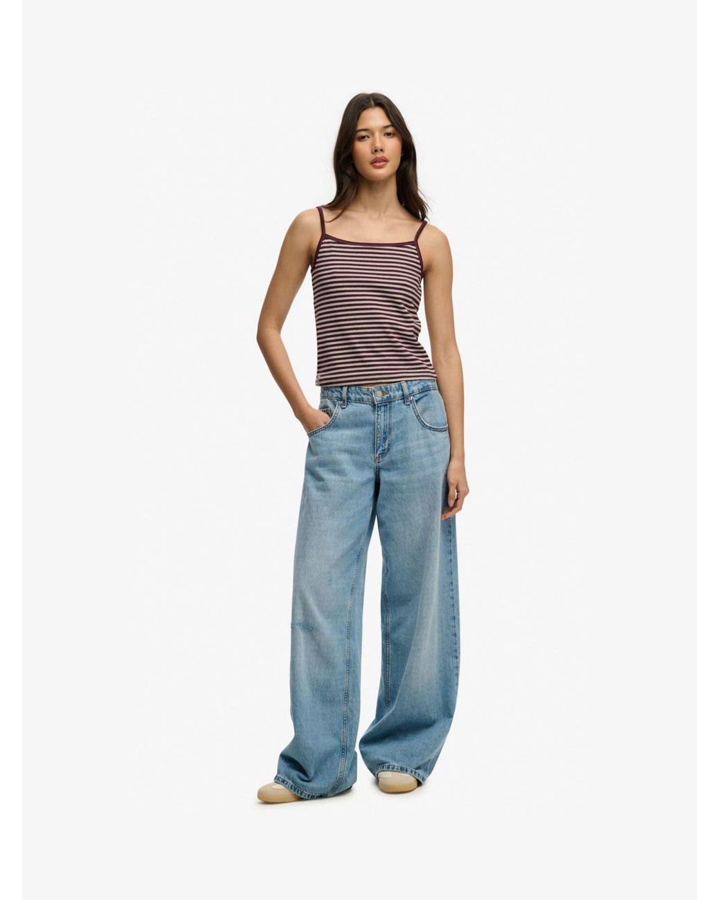 Superdry Blue Stripe Ath Ess Stripe Cami