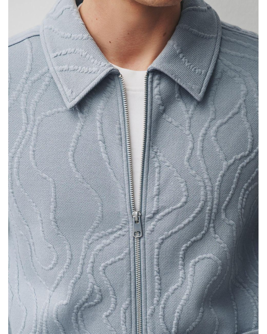 Next Blue Textured Floral Shacket for men
