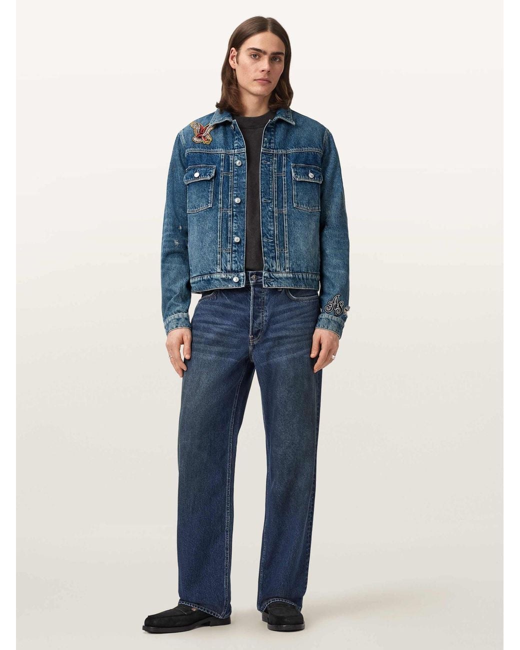 AllSaints Blue Allsaints Exile Patch Jacket for men