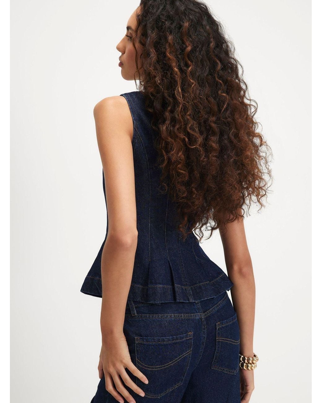 River Island Peplum Top in Blue | Lyst