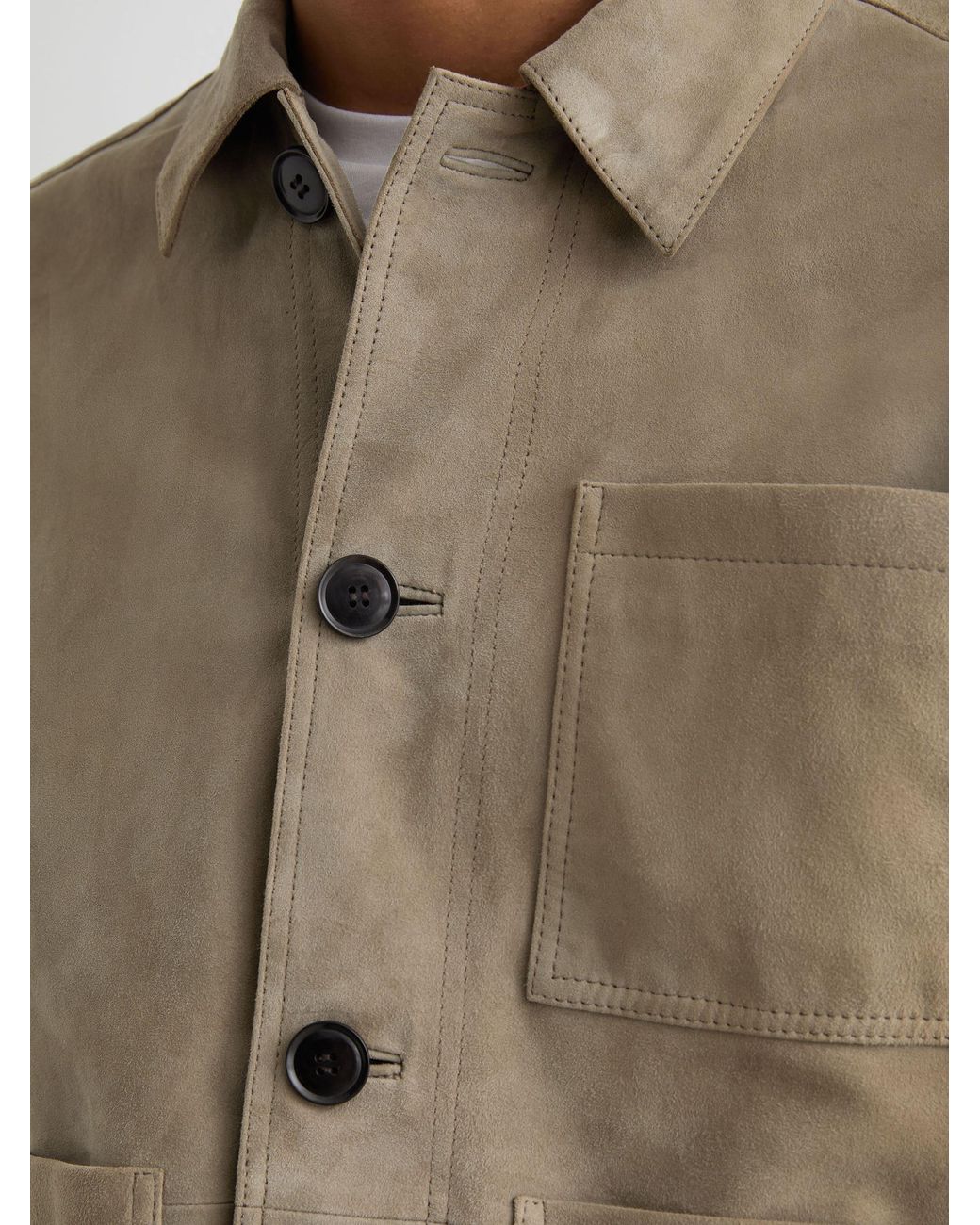 Reiss Natural Suede Patch-Pocket Worker Jacket for men