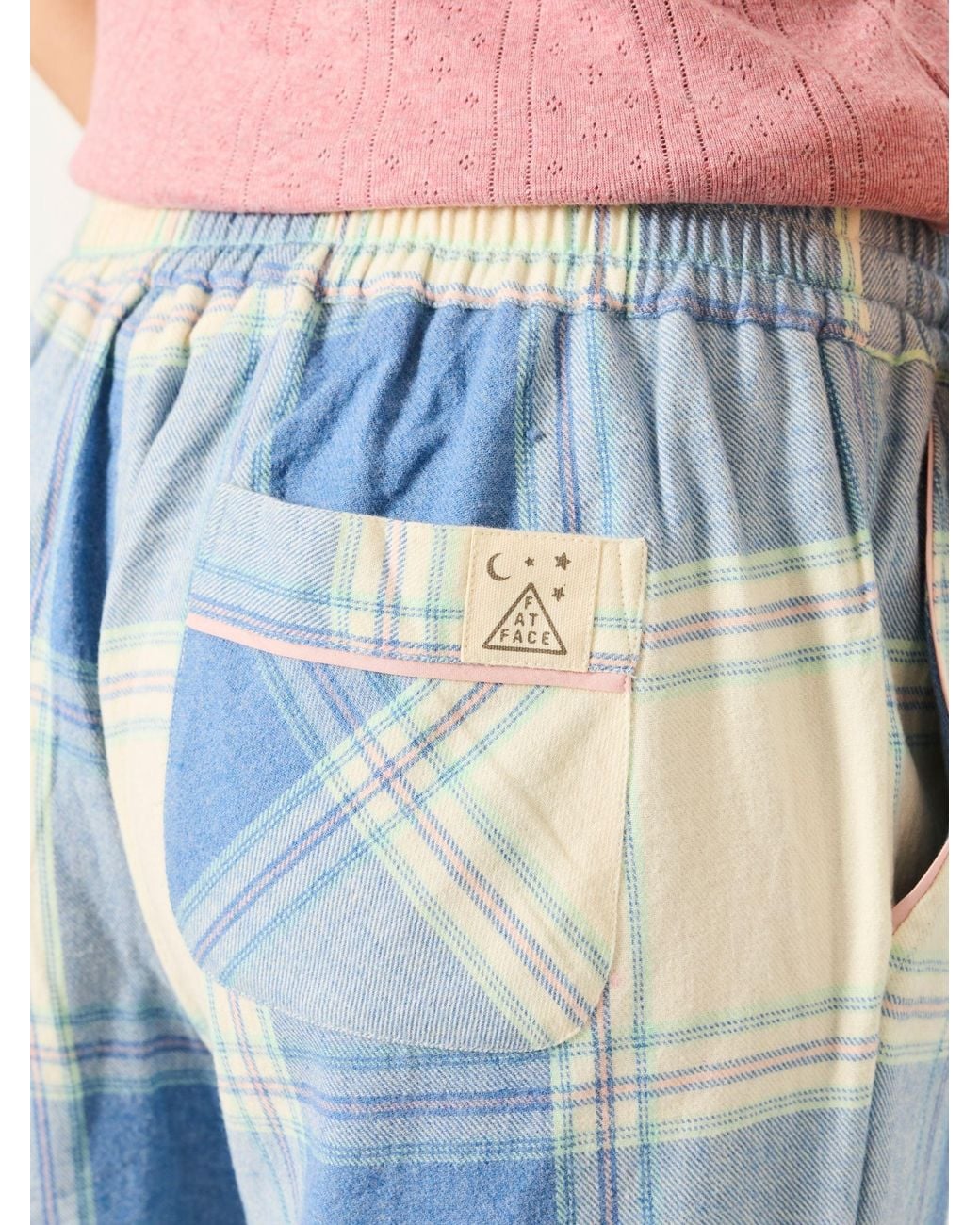 FatFace Blue Lola Large Check Wide Leg Pyjama Bottoms