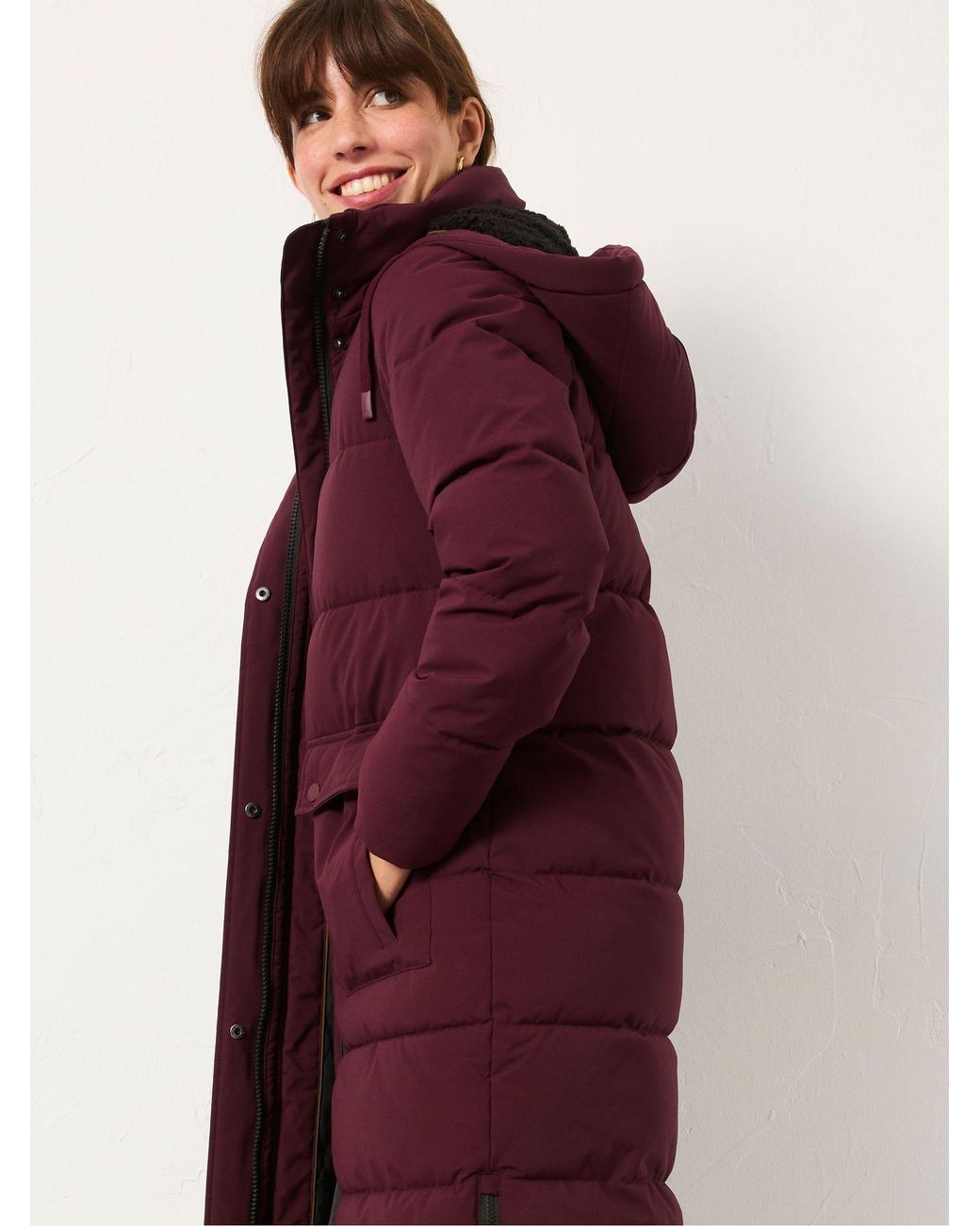 FatFace Red Harley Longline Puffer Coat