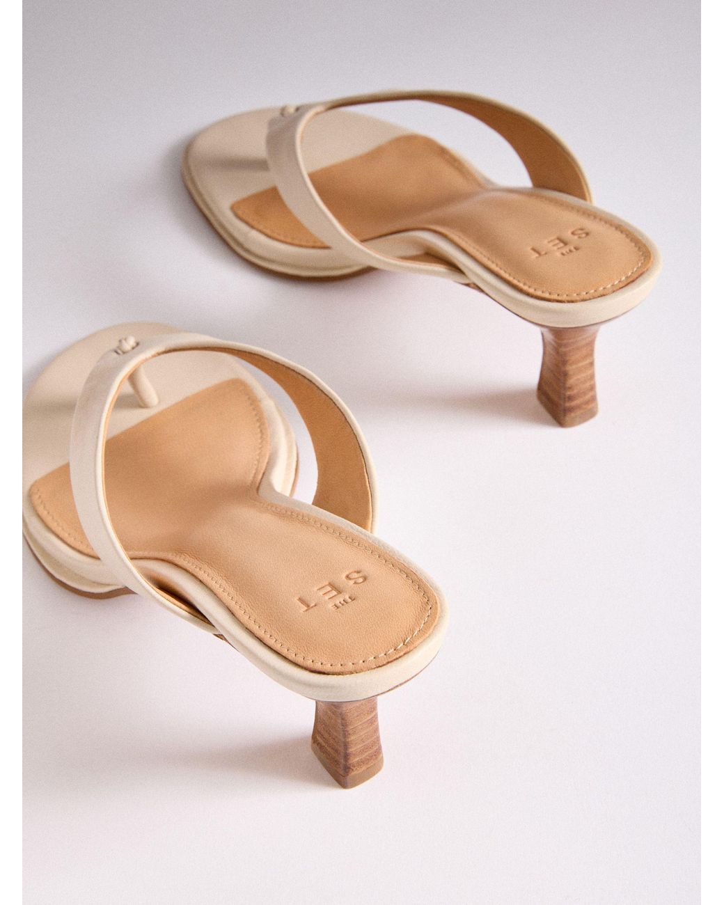 The Set Pink Premium Toe Post Suede Sandals