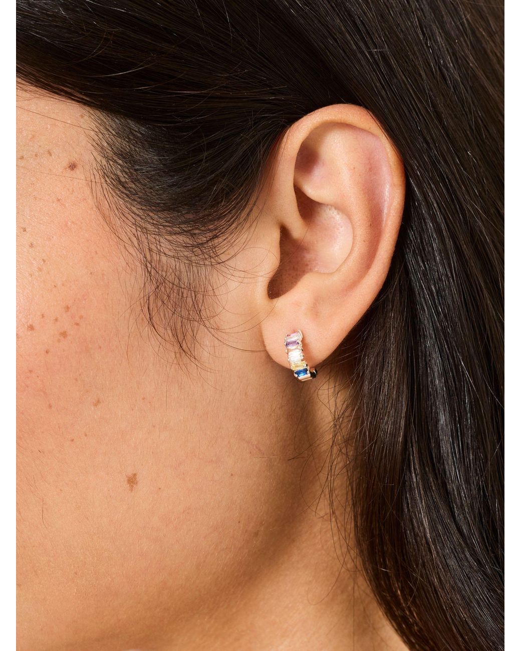 FatFace Natural Fatface Multi Colour Gem Hoop Earrings