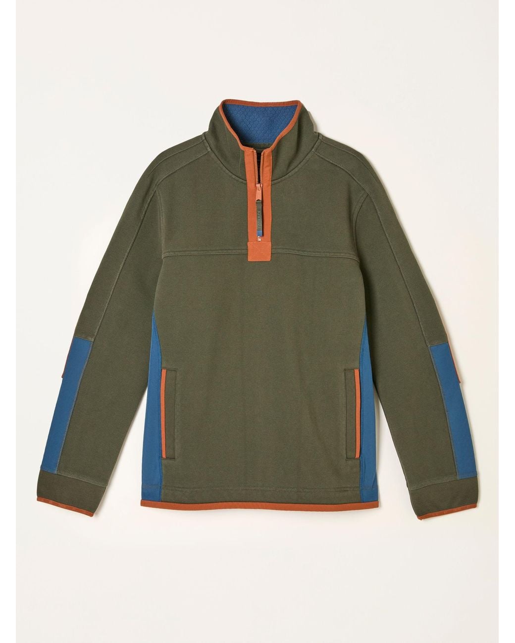 FatFace Green Airlie Hybrid Quarter Neck Sweat for men