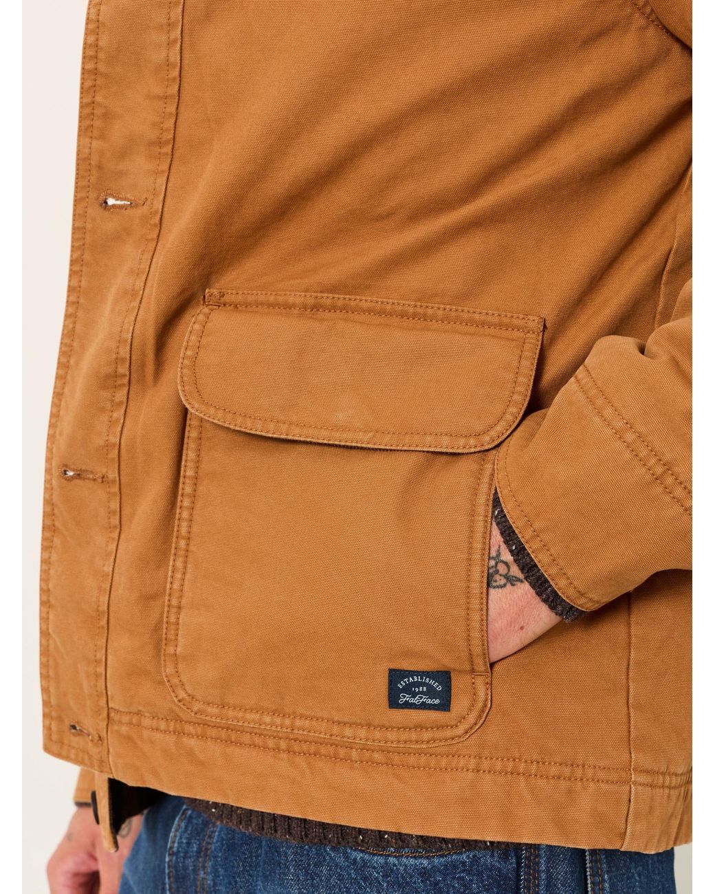 FatFace Blue Canvas Barn Jacket for men