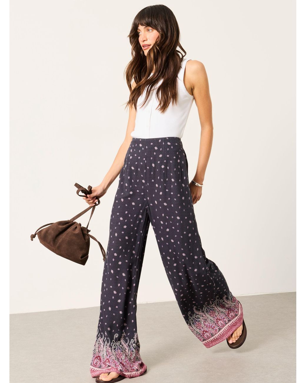 FatFace Blue Zelda Paisley Palazzo Trousers