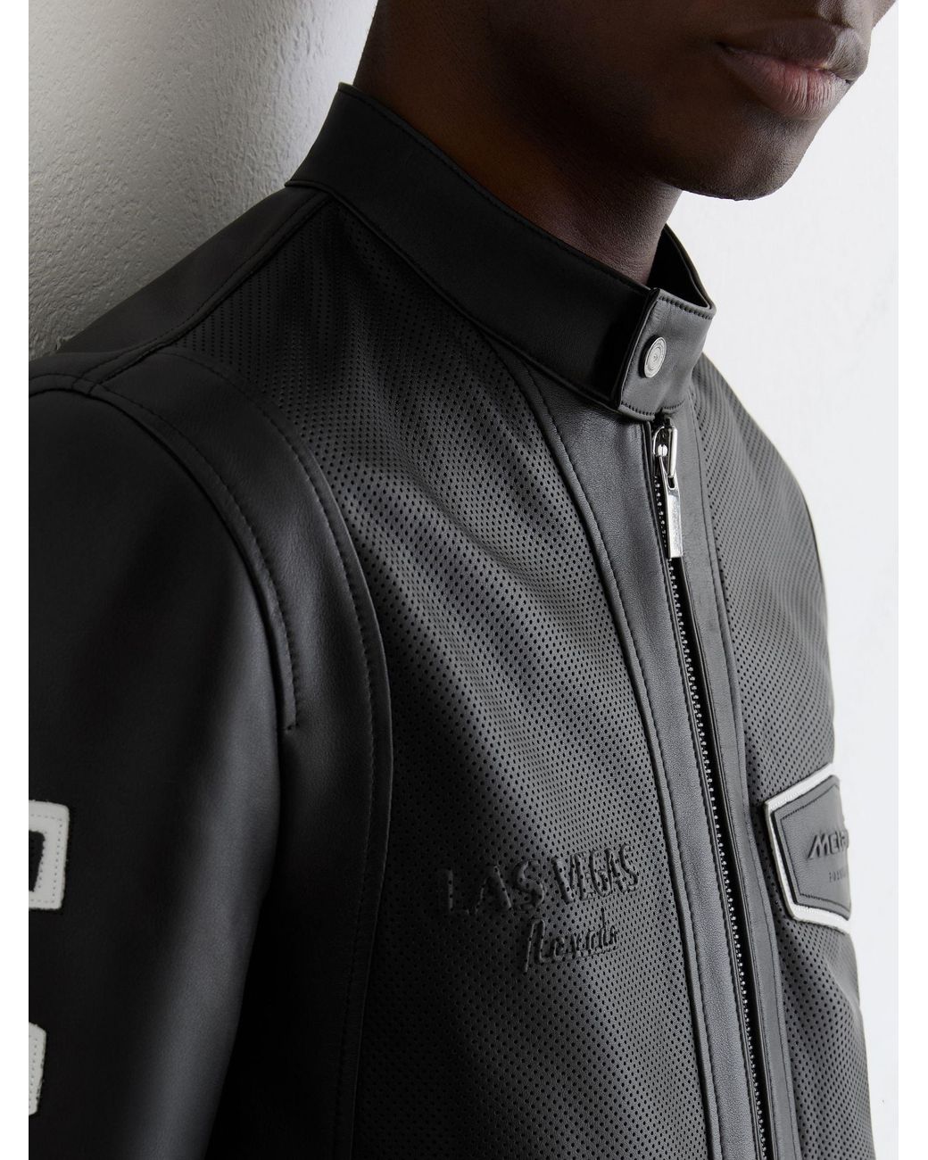 Reiss Black Mclaren Phantom Mclaren F1 Team Las Vegas Biker Jacket for men