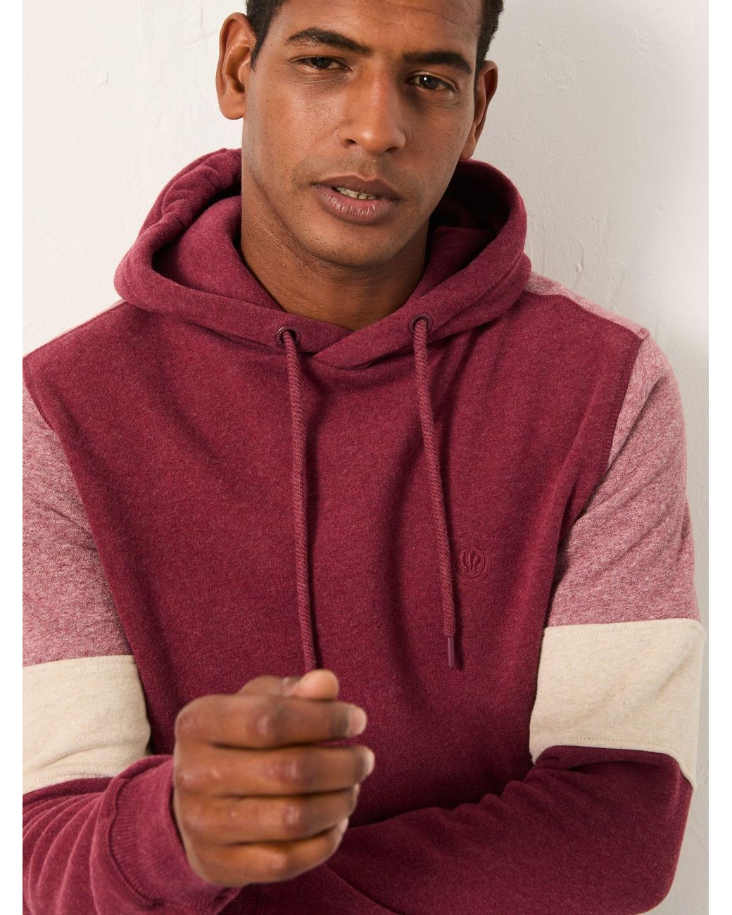 FatFace Red Brooke Brooke Cut And Sew Hoodie for men