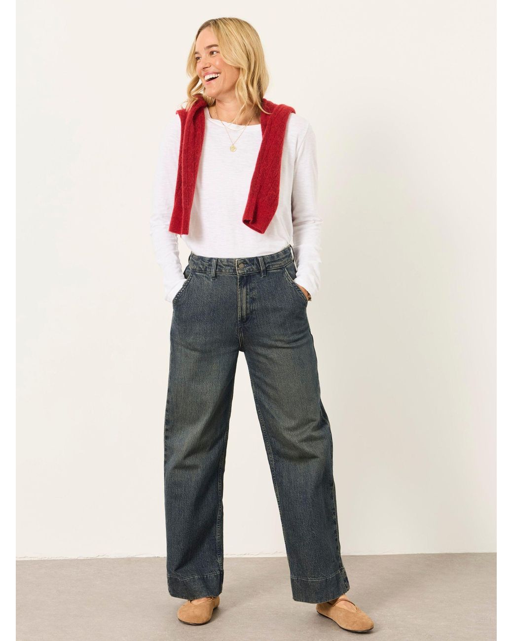 FatFace Blue Hove Wide Leg Jeans