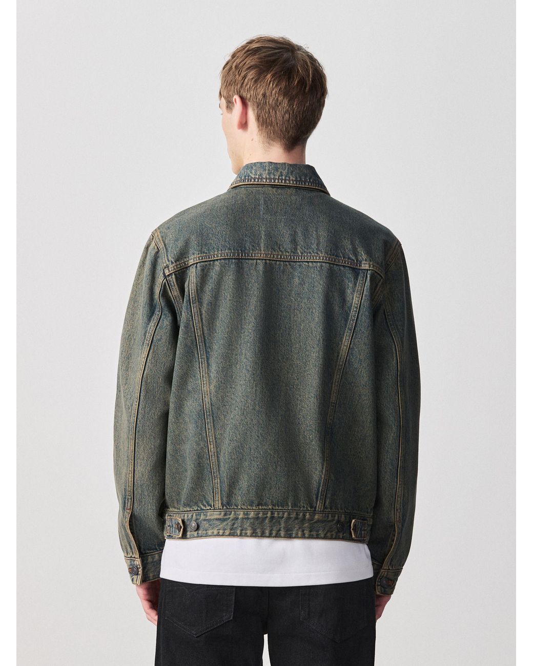 Next Green Denim Button Through Jacket for men