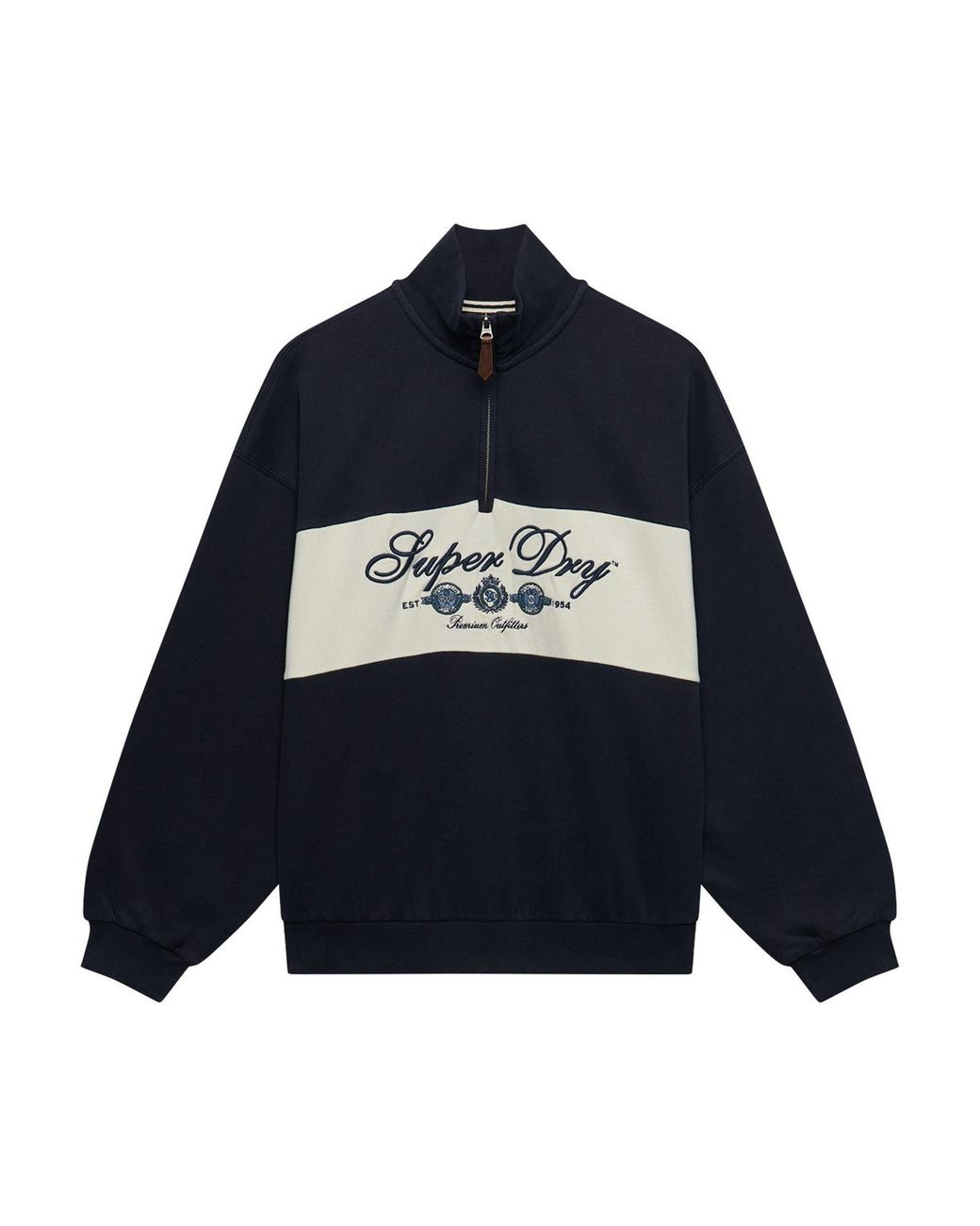 Superdry Blue Ornate Script Half Zip Sweat Top