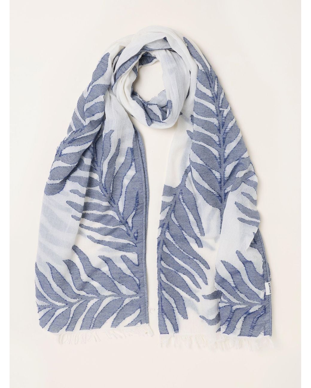 FatFace Blue Leaf Jacquard Scarf
