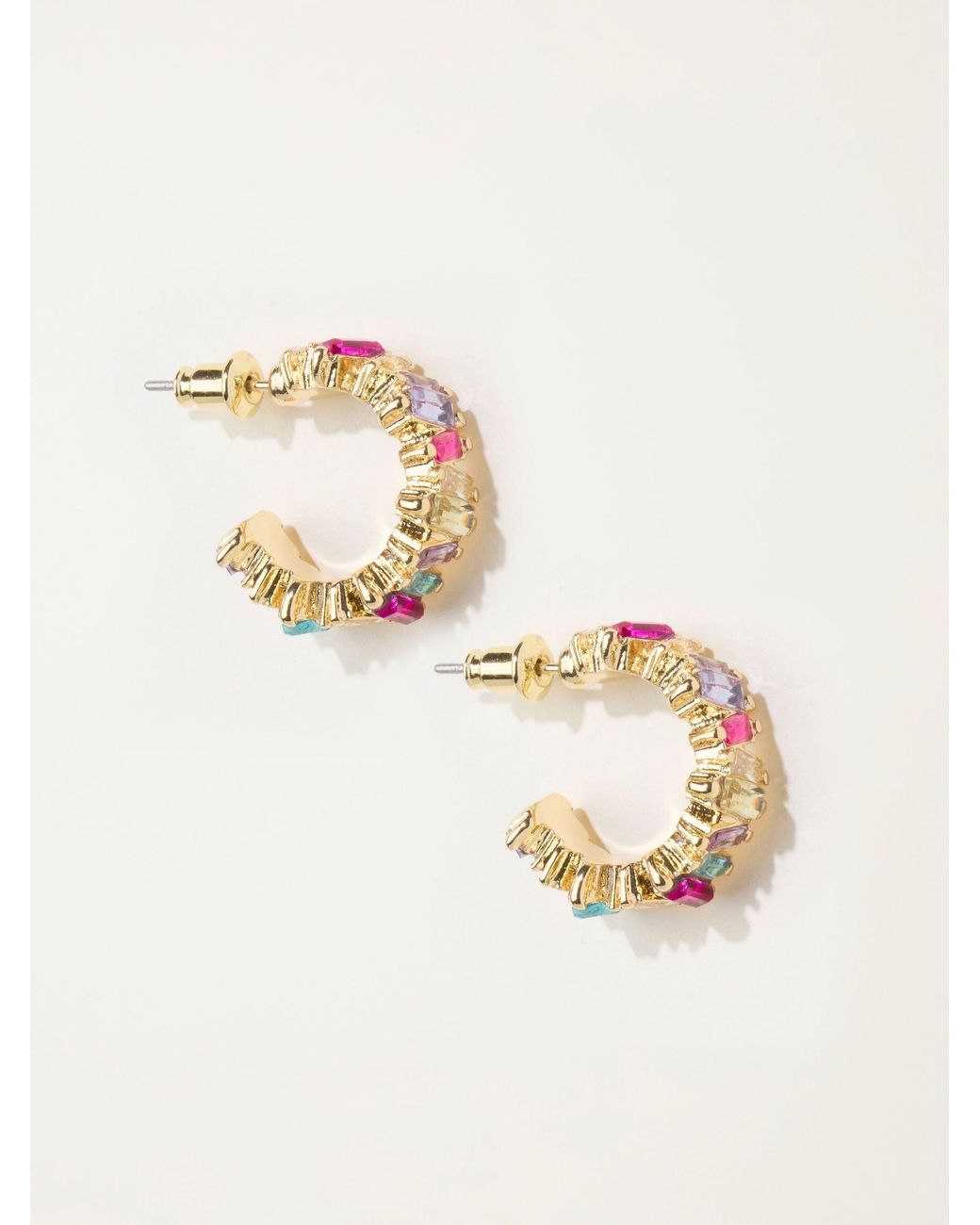 FatFace Brown Gem Party Hoop Earrings