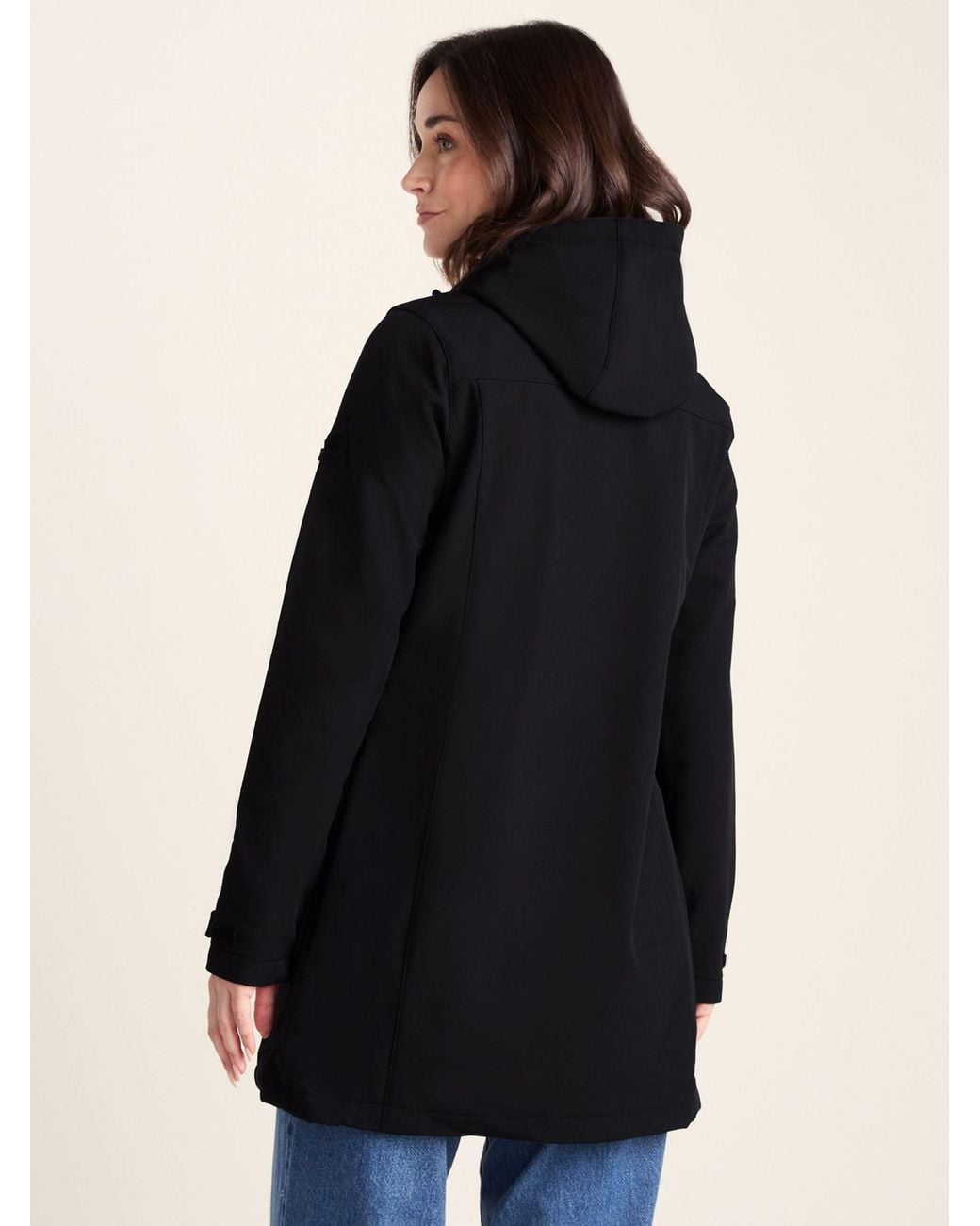 TOG24 Black Long Keld Shower Resistant Hooded Softshell Jacket