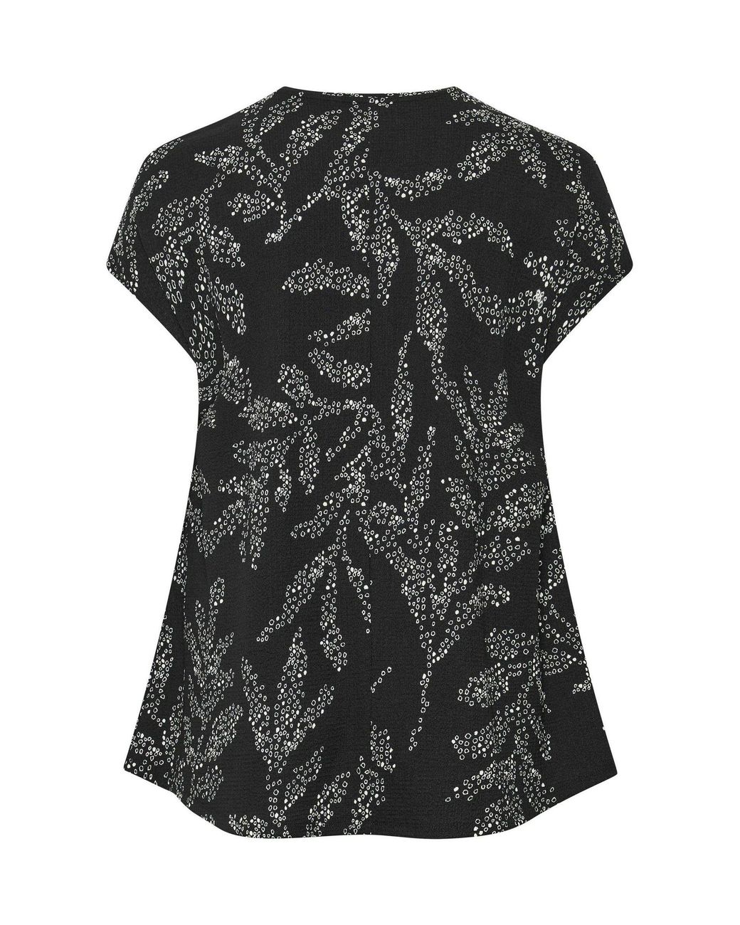 Evans Black Pleated Front Leaf All Over Print Top