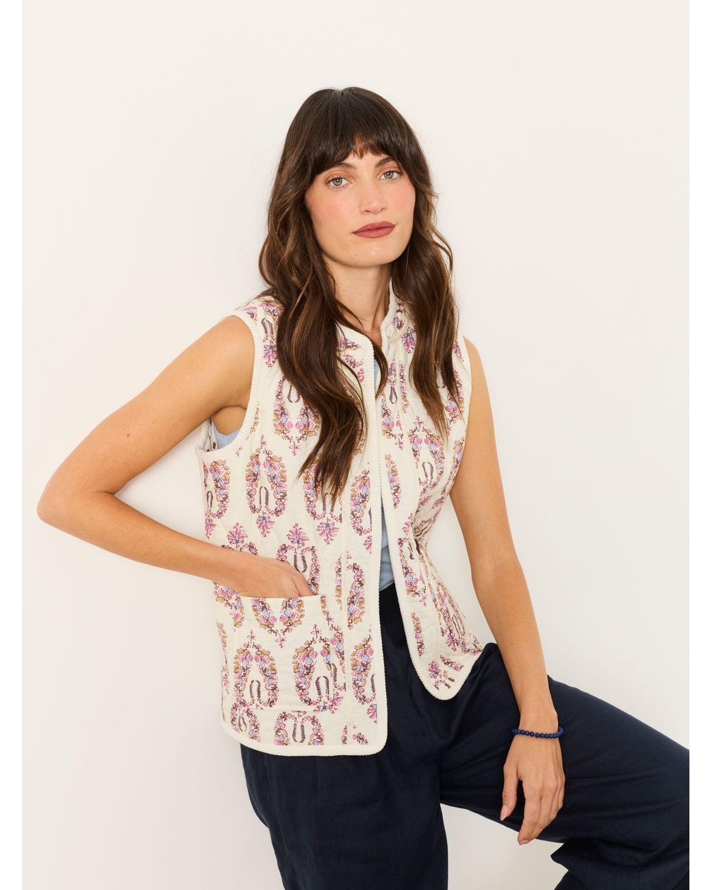 FatFace Natural Petite Floral Waistcoat