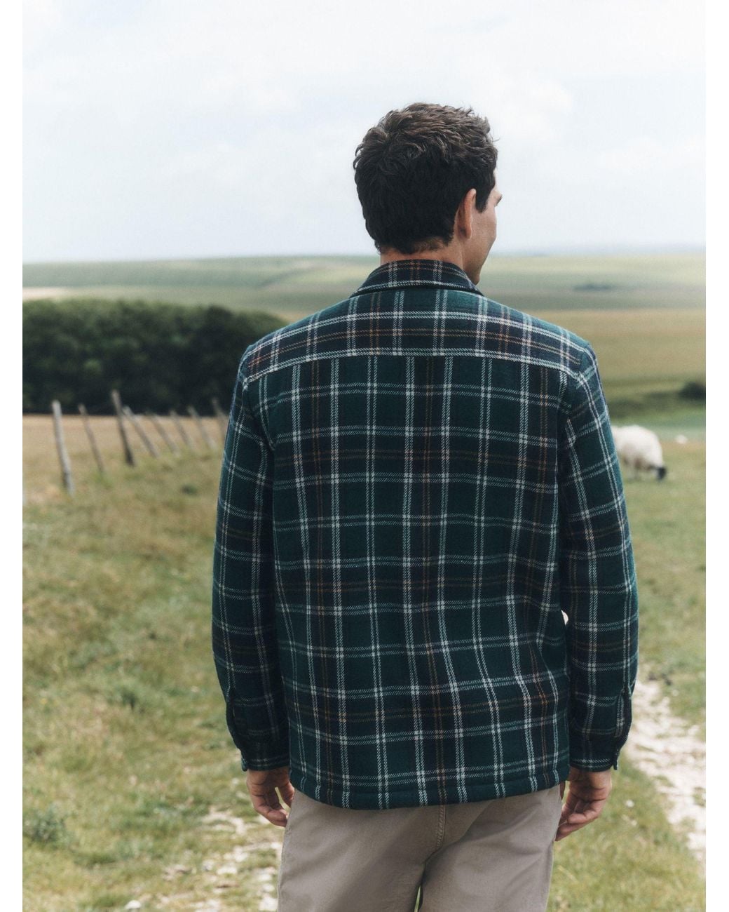 Next Green Dark Borg Lined Check Shacket for men