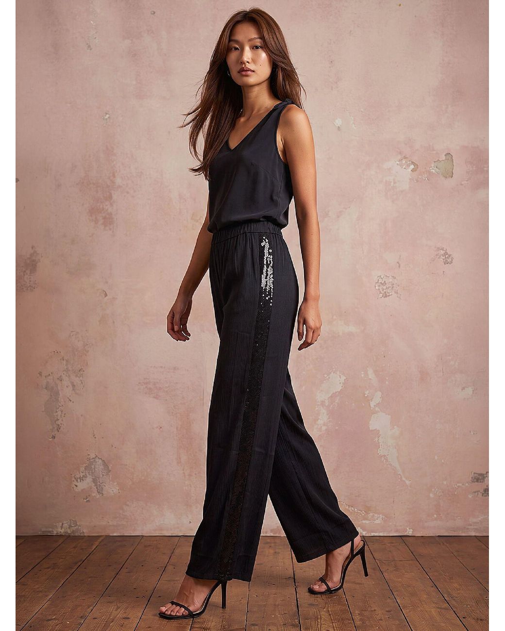 Roman Black Sequin Side Trousers