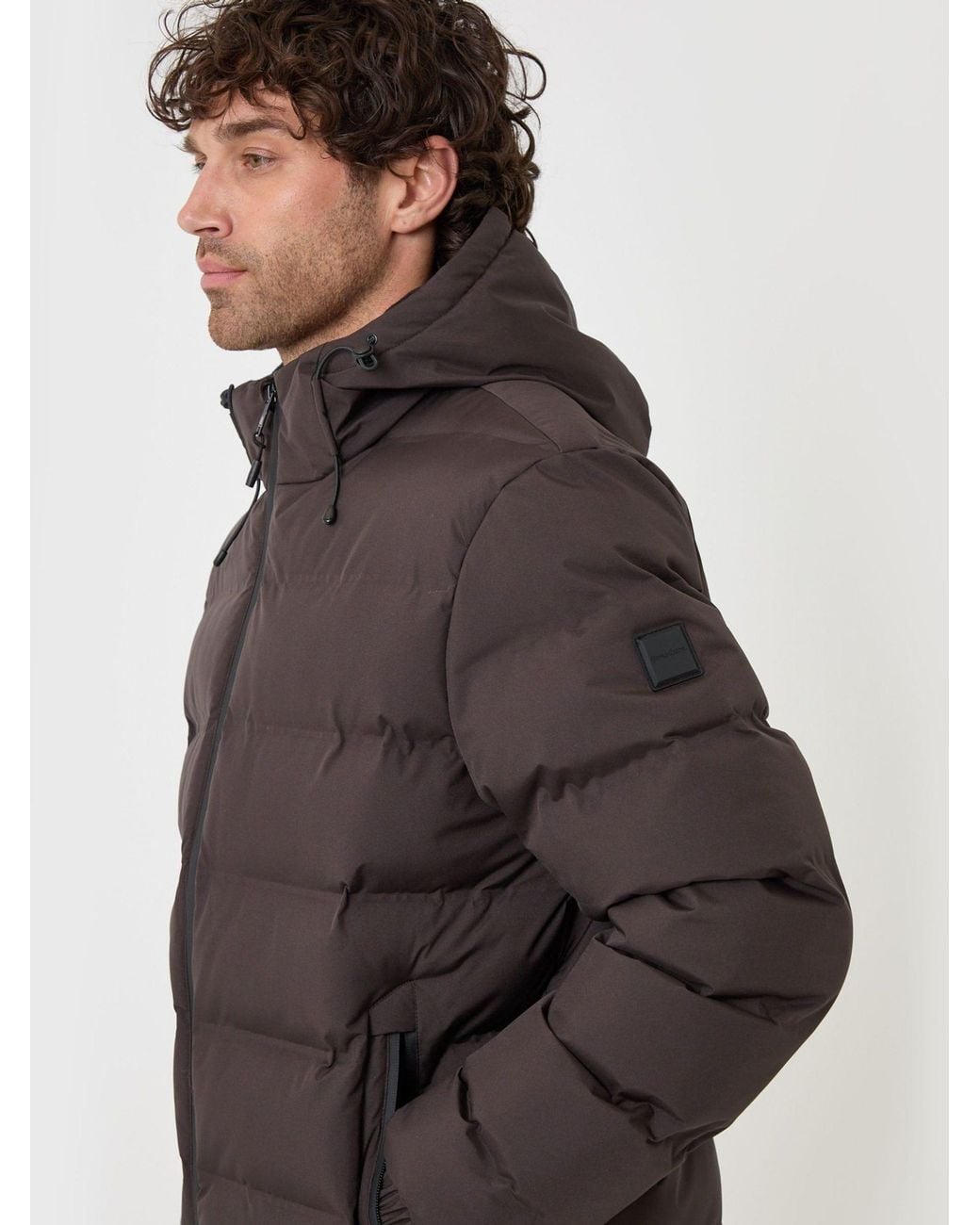Threadbare Brown Showerproof Ripstop Puffer Coat for men