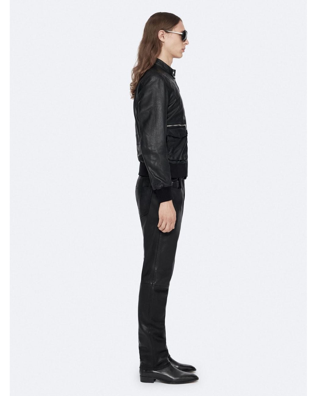 AllSaints Black Hiro Leather Bomber Jacket for men