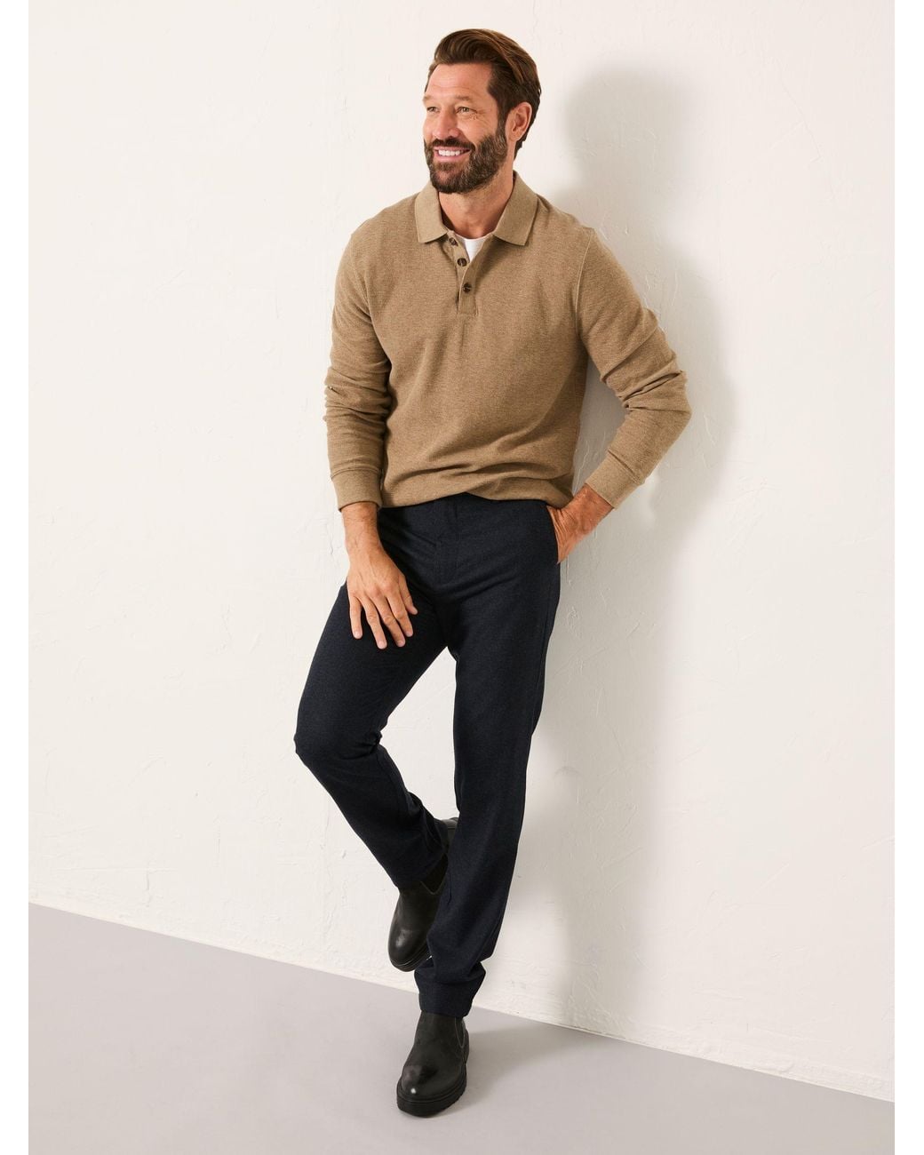 FatFace Blue Lyme Tailored Fit Wool Mix Trousers for men