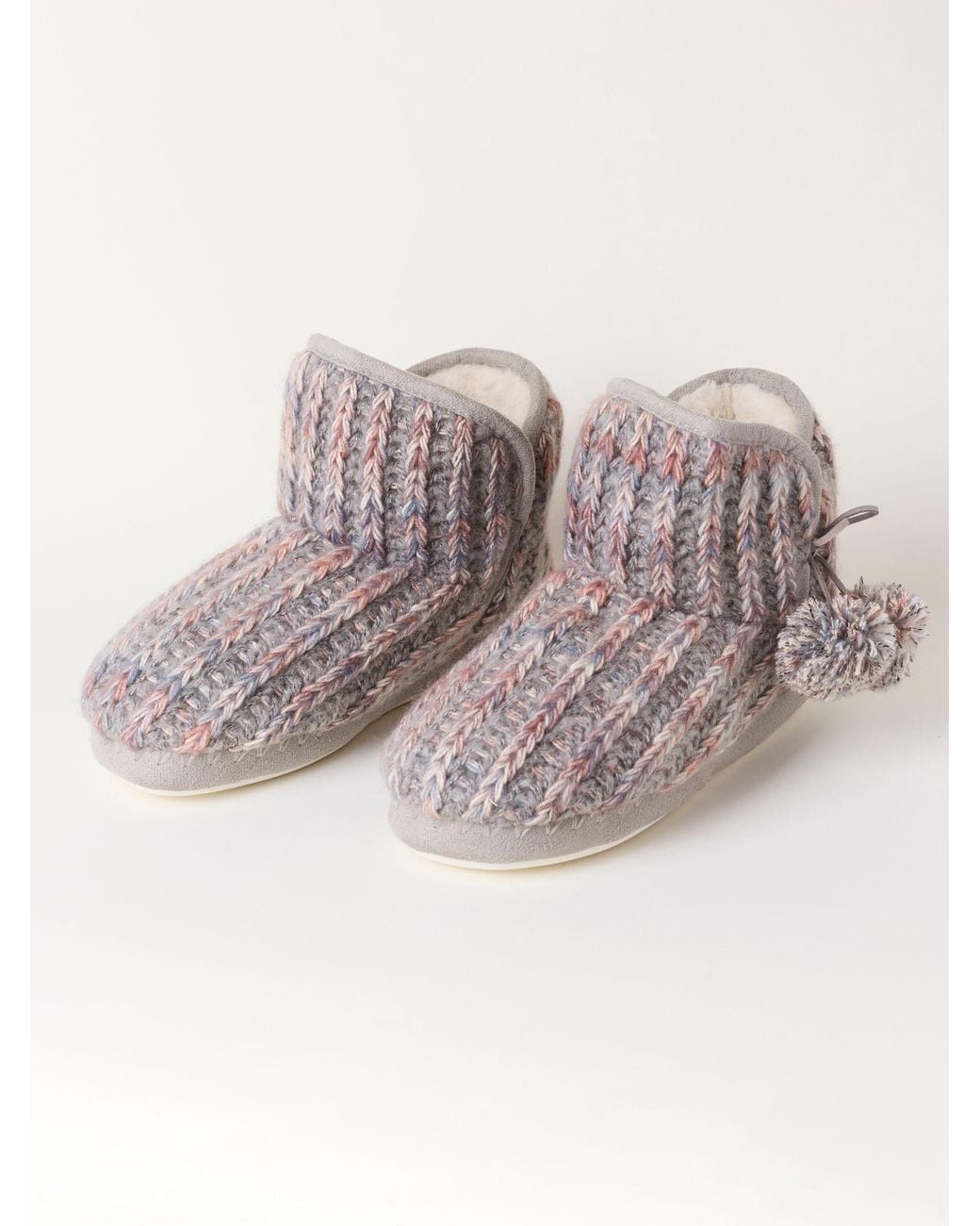 FatFace Gray Fatface Sara Knit Slipper Boots