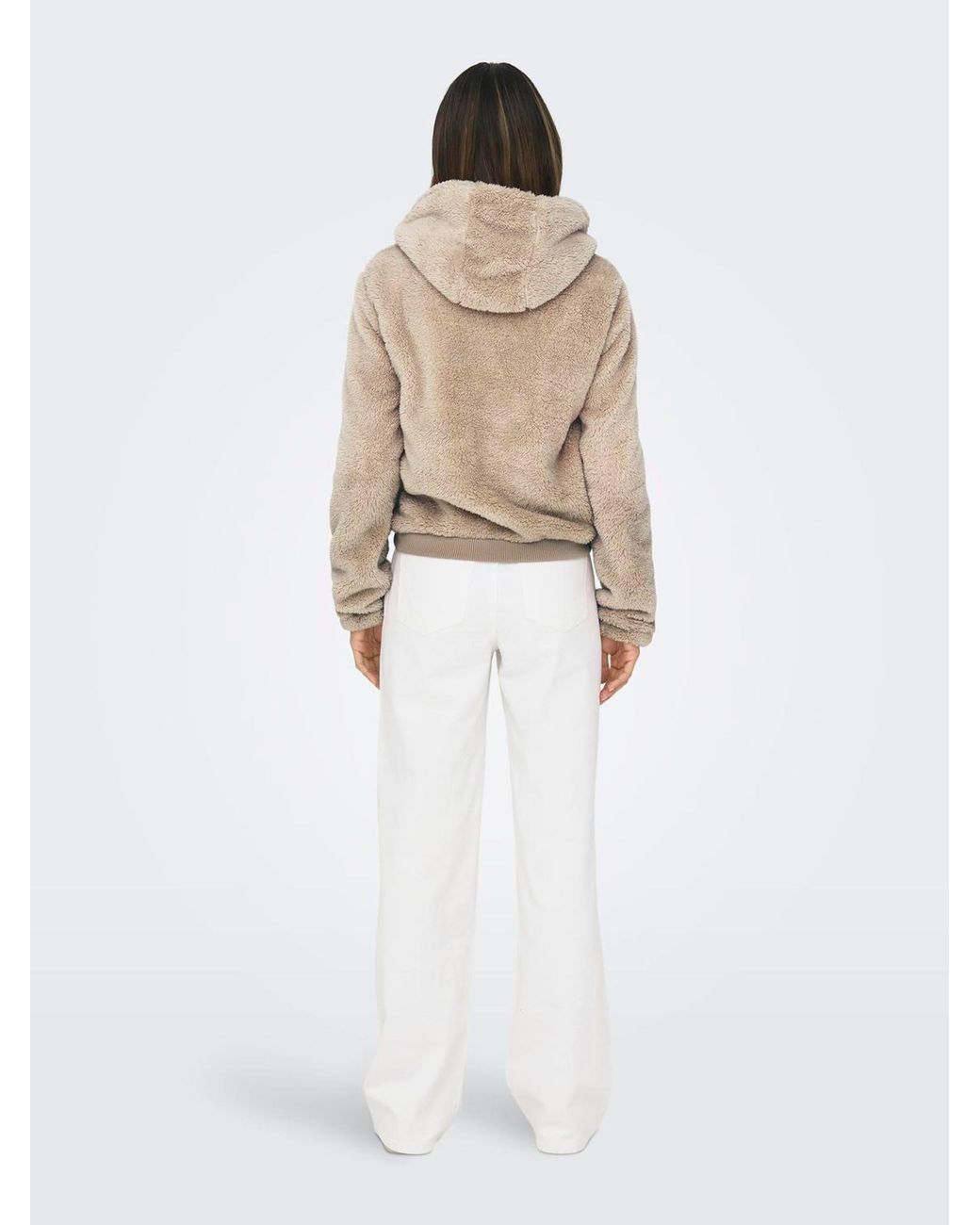 ONLY Natural Zip Through Hooded Teddy Jacket