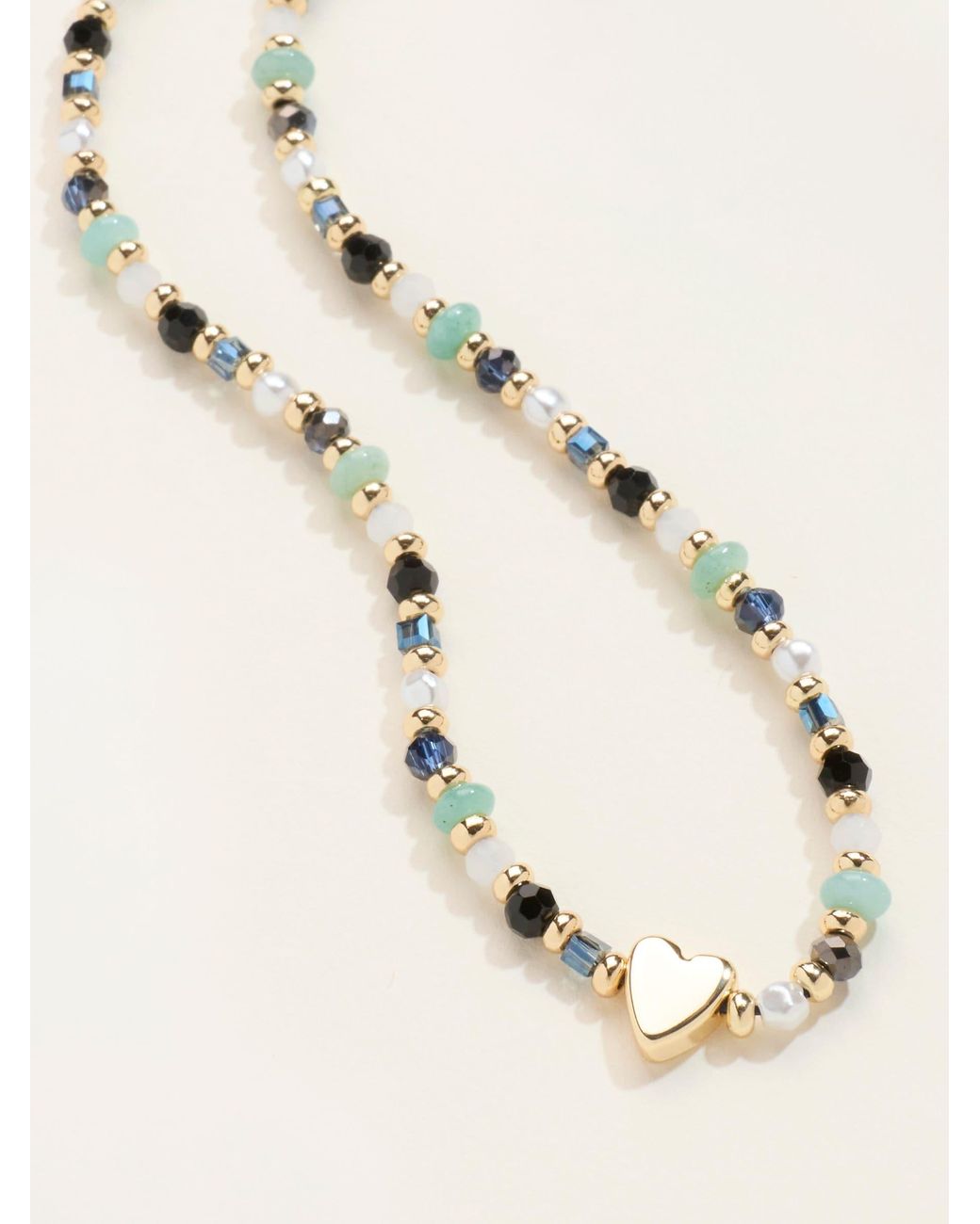 FatFace Natural Heart Bead Necklace