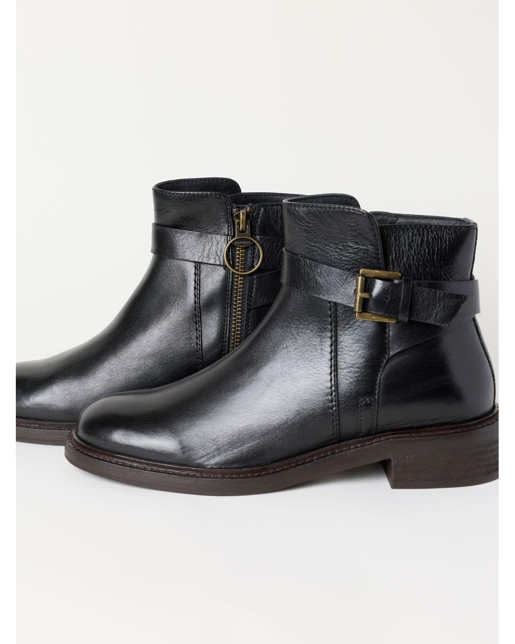 FatFace Black Fatface Clifton Buckle Leather Ankle Boot