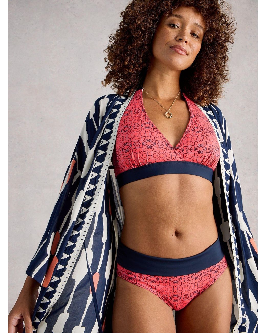 White Stuff Blue Reversible Fold Down Bikini Bottoms